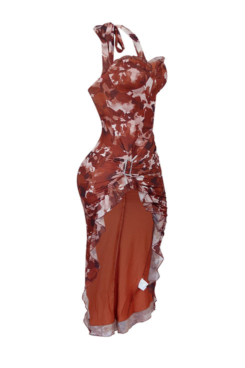 Real Romantic Mesh Ruffled Maxi Dress